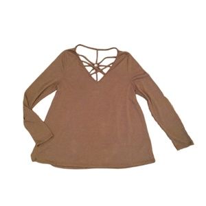 Entro Criss Cross Front Cage Back Long Sleeve Top